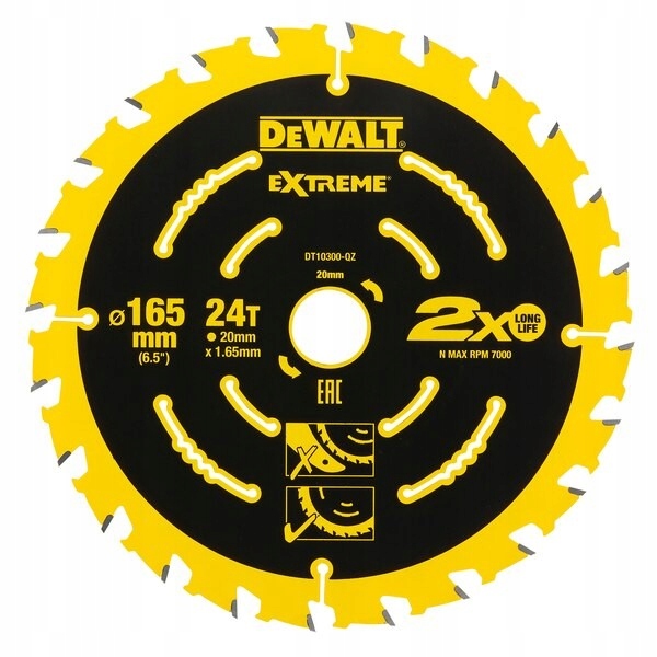 Pílový kotúč na drevo 165mm 24z DeWALT EXTREME DT10300